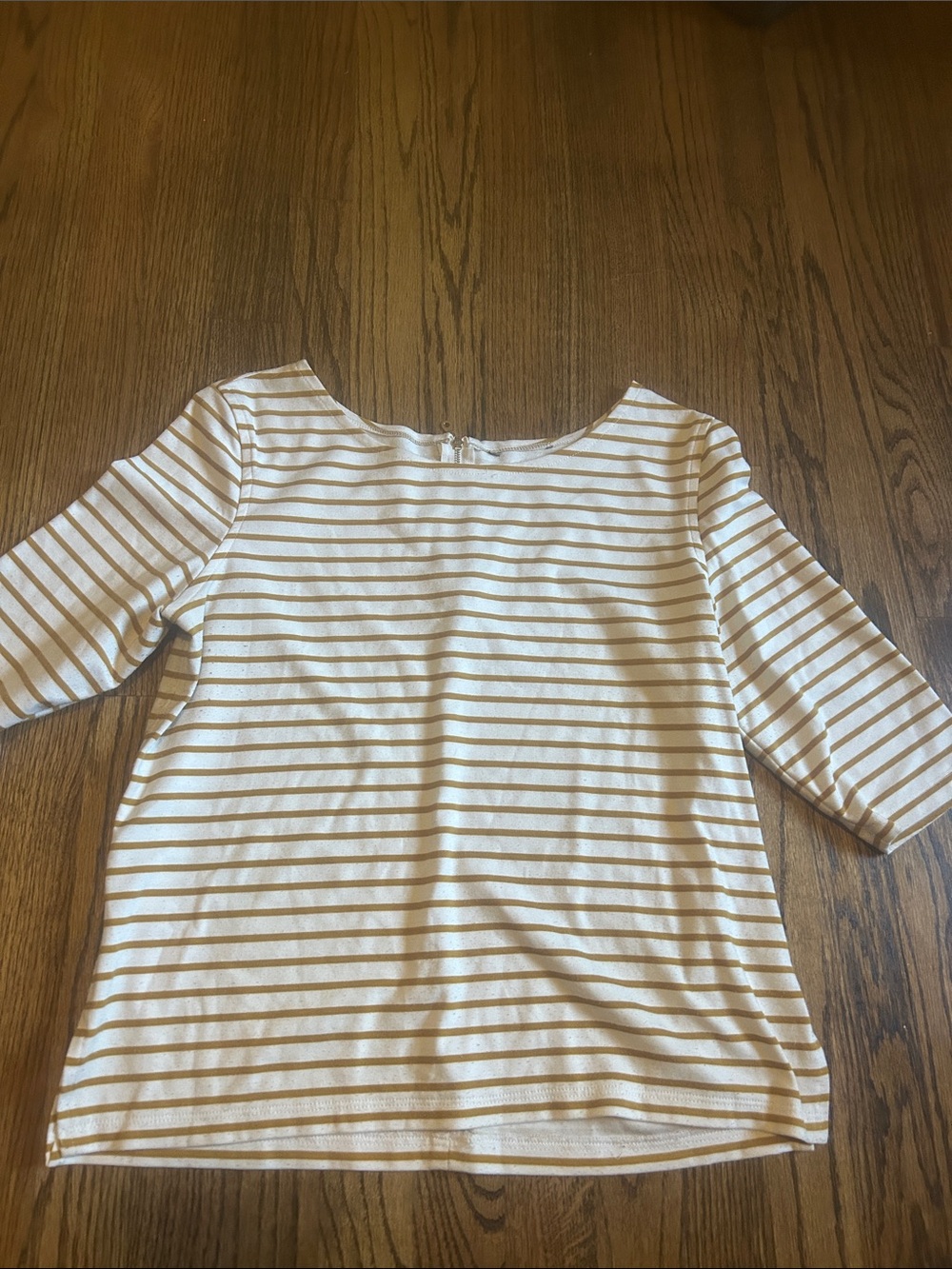 *3 for $10* American Eagle Striped Boatneck Top in White and mustard yellow